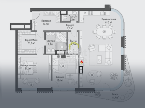 Продажа квартиры с камином в ЦАО — ЖК Дом Лаврушинский. ID 14101
