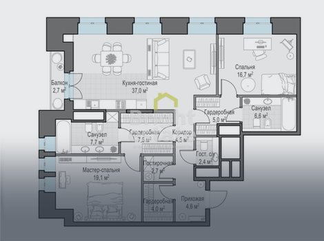Продажа 3-комнатной квартиры в клубном доме Фон Дессин. Лот №14416 Продажа 3-комнатной квартиры в клубном доме Фон Дессин. ID 14416