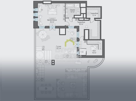 Купить 2-уровневый пентхаус с террасой в клубном доме Фон Дессин. ID 14439