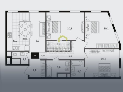 Продажа 3-комнатных апартаментов в жилом комплексе TITUL на Серебрянической. ID 14608