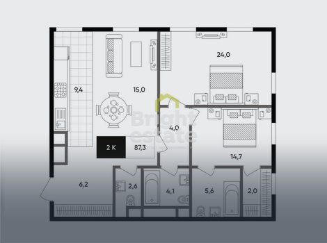 Продажа 2-комнатной квартиры без отделки в ЖК TITUL на Серебрянической набережной. ID 14618