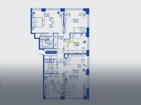 Продажа 4-комнатной квартиры 95,96 кв.м. в современном жилом комплексе iLove. ID 15816