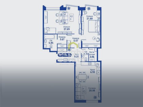 Купить 3-комнатную квартиру в жилом комплексе iLove. ID 15829