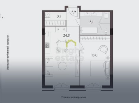 Купить 1-комнатную квартиру без отделки в ЖК Тессинский 1. ID 15976