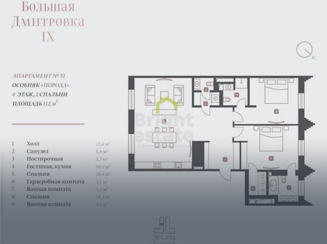 Продажа 3-комнатных апартаментов в премиальном ЖК Большая Дмитровка IX. ID 16646