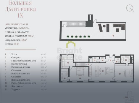 Продажа апартаментов с 2 спальнями с отделкой в ЖК Большая Дмитровка IX. ID 16649