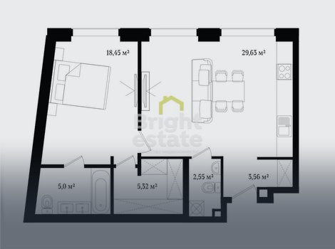 Продажа апартамента с 1 спальней и просторной кухней в ЖК Вернисаж, ЦАО. ID 18483