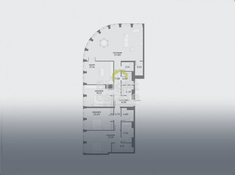 4-комнатный апартамент 192 кв.м. в ЖК SkyView на Пресне. ID 18513