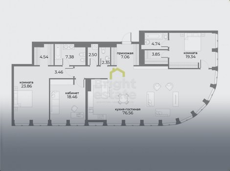 4-комнатный апартамент 175,7 кв.м. с отделкой в ЖК SkyView. ID 18519