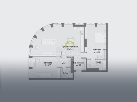 3-комнатный апартамент 103,1 кв.м. с отделкой под ключ в ЖК SkyView. ID 18520