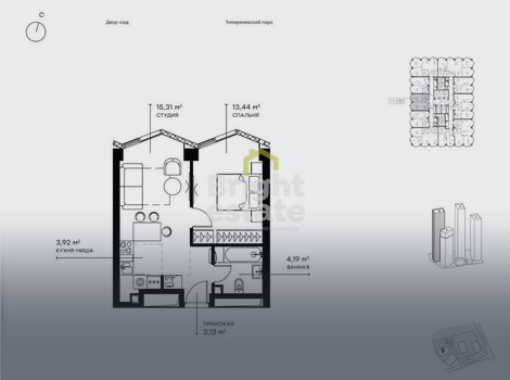 Купить 1-комнатную квартиру в ЖК Symphony 34, Савеловский район. ID 18660