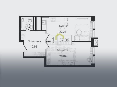 Купить 2-комнатную квартиру 57,09 кв.м. в ЖК Dream Towers. ID 18712