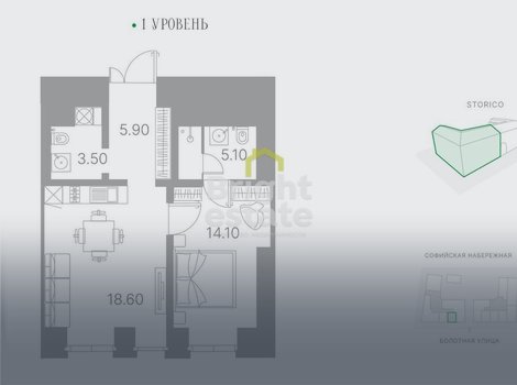 Купить 2-комнатную квартиру в клубном доме DUO на Софийской набережной. ID 19003