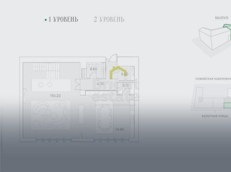 Купить двухуровневую квартиру без отделки в клубном доме на Софийской набережной DUO. ID 19113