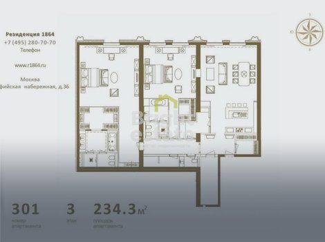 Купить 4-комнатные апартаменты в жилом комплексе Резиденция 1864. ID 19816