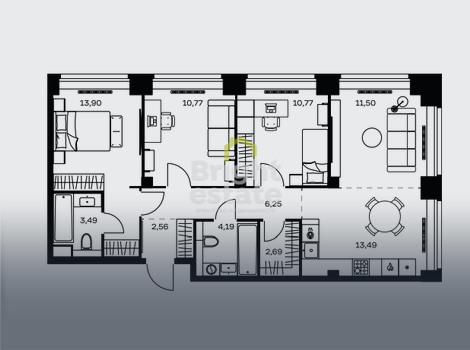 Продажа 3-комнатной квартиры без отделки в ЖК Nova. Лот №21489 Продажа 3-комнатной квартиры без отделки в ЖК Nova. ID 21489
