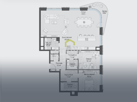Продажа 3-комнатной квартиры без отделки в клубном доме Лаврушинский. ID 21569