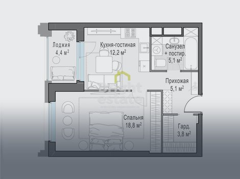Купить 2-комнатную квартиру без отделки в ЖК Foriver. ID 21897