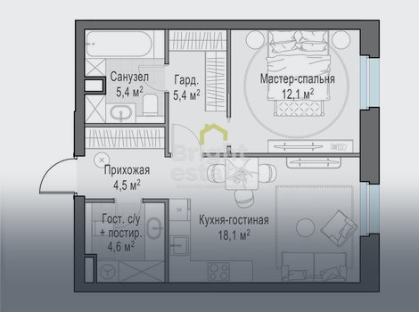Купить 3-комнатную квартиру без отделки в ЖК Foriver, ЮАО. ID 21898