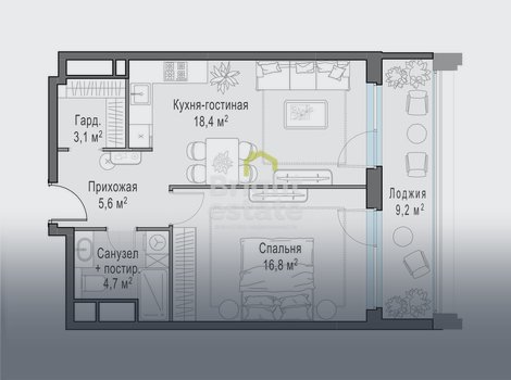 Купить квартиру с 2 спальнями в ЖК Foriver. ID 21900