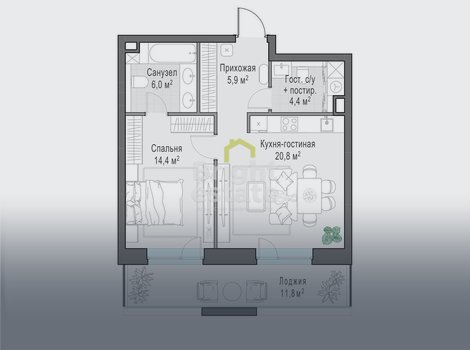 Купить 3-комнатную квартиру с мастер-спальней в ЖК Foriver. ID 21903