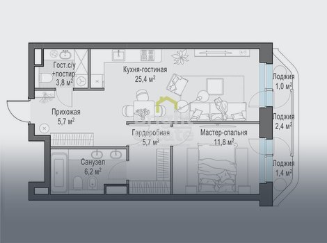 Купить 2-комнатную квартиру в жилом комплексе Foriver, ЮАО. ID 21906