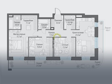 Купить 4-комнатную квартиру в ЖК Foriver. ID 21916