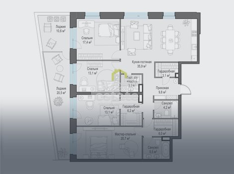 Продажа 5-комнатной квартиры в ЖК Foriver. ID 21917