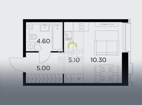 Купить квартиру-студию без отделки в жилом комплексе Injoy. ID 21922