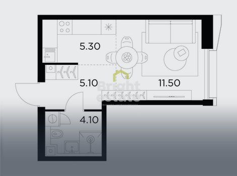 Купить квартиру с 1 спальней без отделки в ЖК Injoy. ID 21924