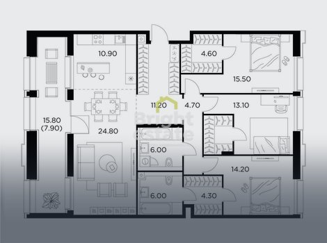 Купить квартиру с лоджией в жилом комплексе Injoy. ID 21939