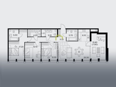 Купить квартиру с тремя спальнями в жилом комплексе Injoy. ID 21940