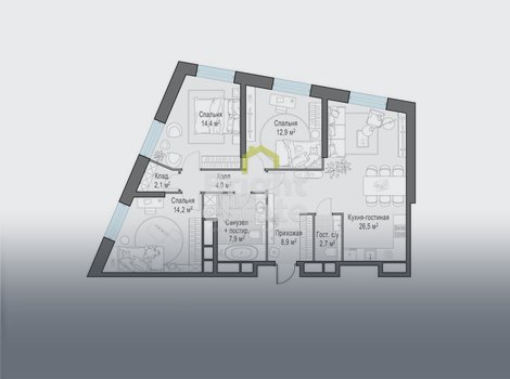 Купить 5-комнатную квартиру в жилом комплексе Кутузов Grad II, ЗАО . ID 21958