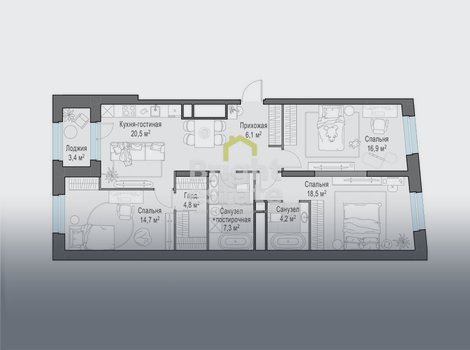 Купить 4-комнатную квартиру без отделки в ЖК Кутузов Grad II, ЗАО. ID 21967