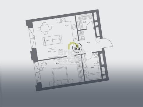 Продажа 2-комнатной квартиры в ЖК КОСМО 4/22. ID 22024