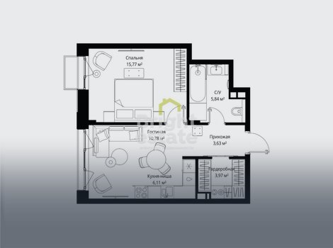 Купить 2-комнатную квартиру в квартале МЫС. ID 22277