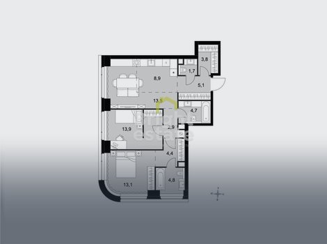 Продажа 3-комнатной квартиры в жилом комплексе Amber City, САО. ID 22535