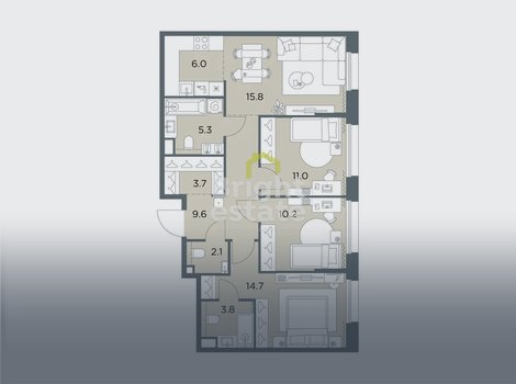 ЖК Станиславский - купить трехкомнатную квартиру. ID 22815