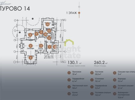 Купить 2-этажный коттедж под чистовую отделку в КП Турово Парк. ID 22865