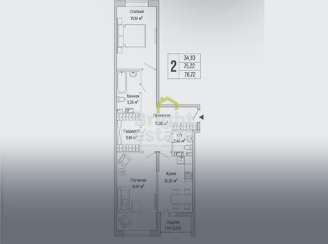 Купить 2-комнатную квартиру без отделки в жилом комплексе Riga Hills. ID 23043