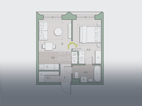 Купить 1-комнатную квартиру без отделки в ЖК Среда на Лобачевского . ID 23403