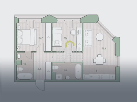 Купить 2-комнатную квартиру в ЖК Среда на Лобачевского, ЗАО . ID 23406