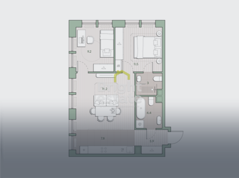 Купить 2-комнатную квартиру в ЖК Среда на Лобачевского . ID 23407