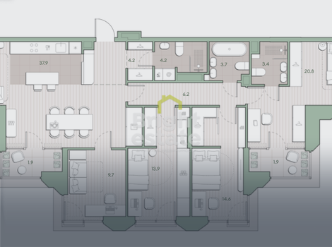 Продажа 4-комнатной квартиры в жилом комплексе Среда на Лобачевского. ID 23415
