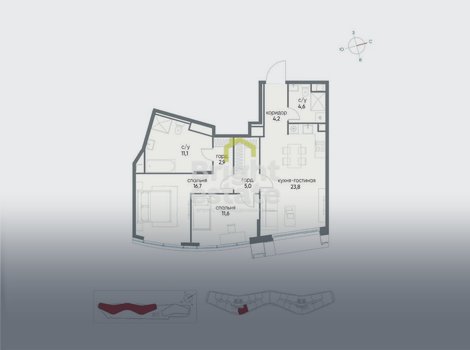 Продажа 3-комнатной квартиры в квартале бизнес-класса Остров. ID 23669