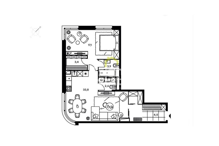 Купить двухкомнатные апартаменты в жилом комплексе Level Стрешнево. ID 11514