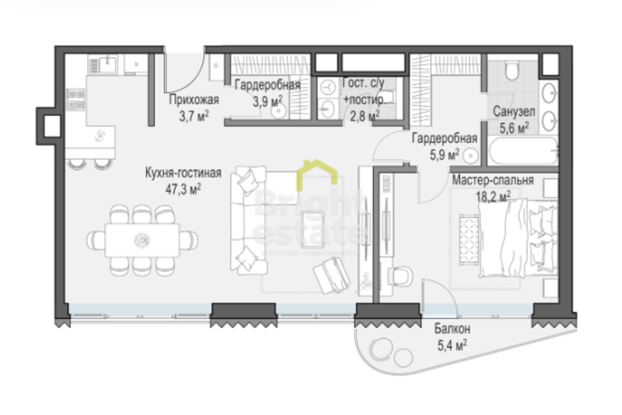 Продажа квартиры без отделки в жилом комплексе Дом Лаврушинский. ID 14088
