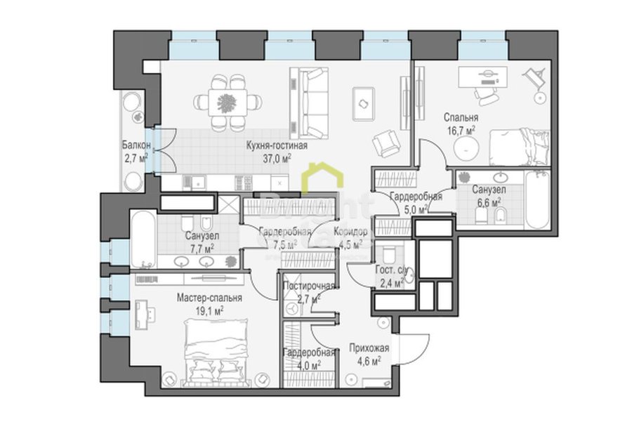 Продажа 3-комнатной квартиры в клубном доме Фон Дессин. ID 14416