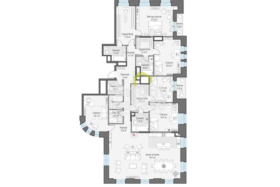 Купить просторную квартиру в клубном доме Фон Дессин, ЦАО. ID 14436