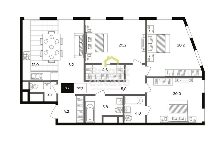 Продажа 3-комнатных апартаментов в жилом комплексе TITUL на Серебрянической. ID 14608
